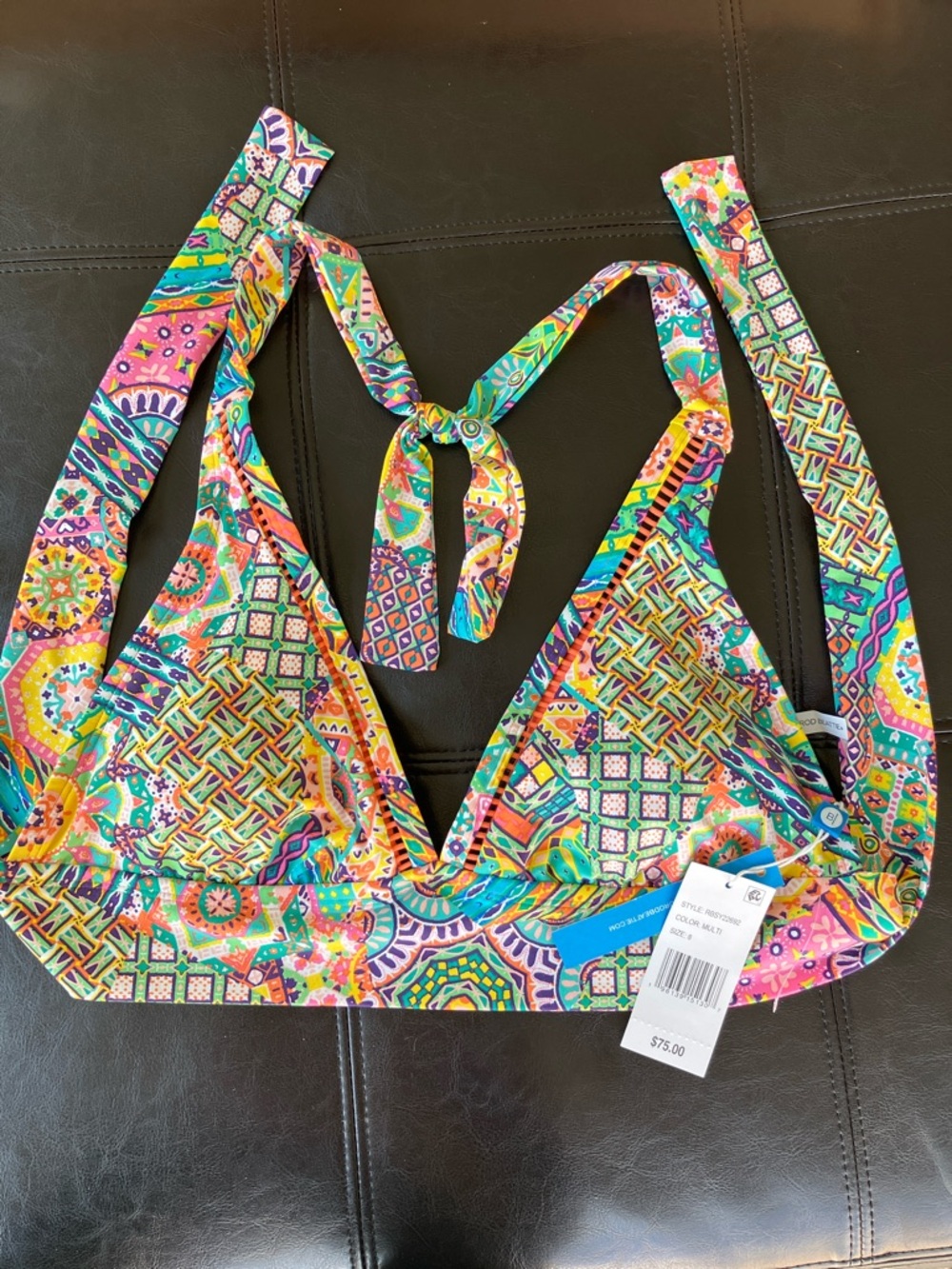 Bleu Rod Beattie Multicolor Patterned Triangle Bikini Top